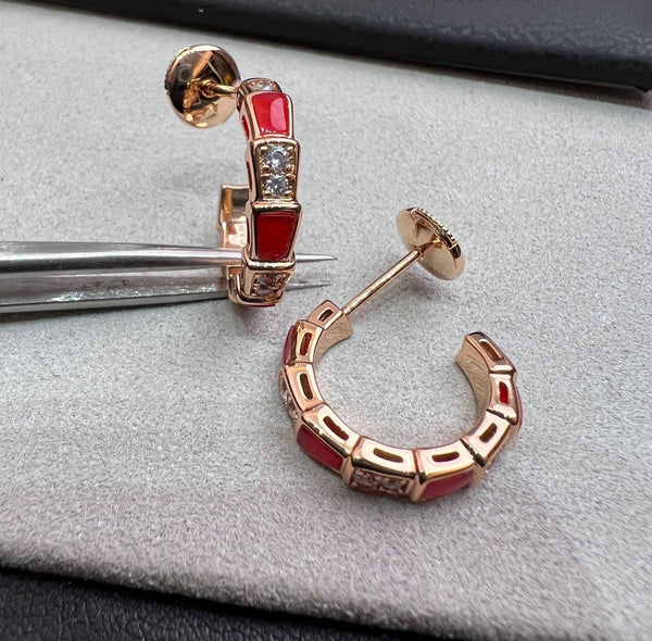 ˇShiny JewelryˇSERPENTI CARNELIAN PINK GOLD EARRINGS