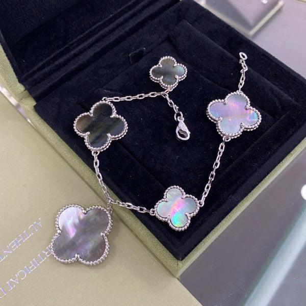 ˇShiny JewelryˇCLOVER 5 MOTIFS DARK MOP BRACELET