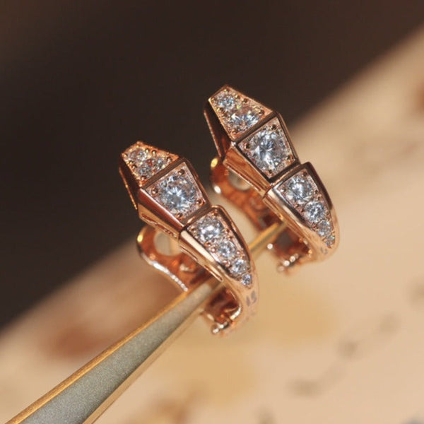 ˇShiny JewelryˇSERPENT PINK GOLD DIAMOND EARRINGS