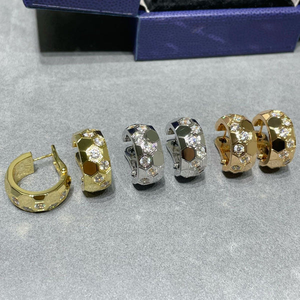 ˇShiny JewelryˇBEE LOVE DIAMOND HOOP EARRINGS