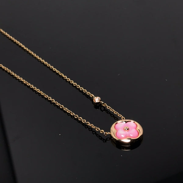 ˇShiny JewelryˇCOLOR BLOSSOM PINK MOP SUN GOLD NECKLACE