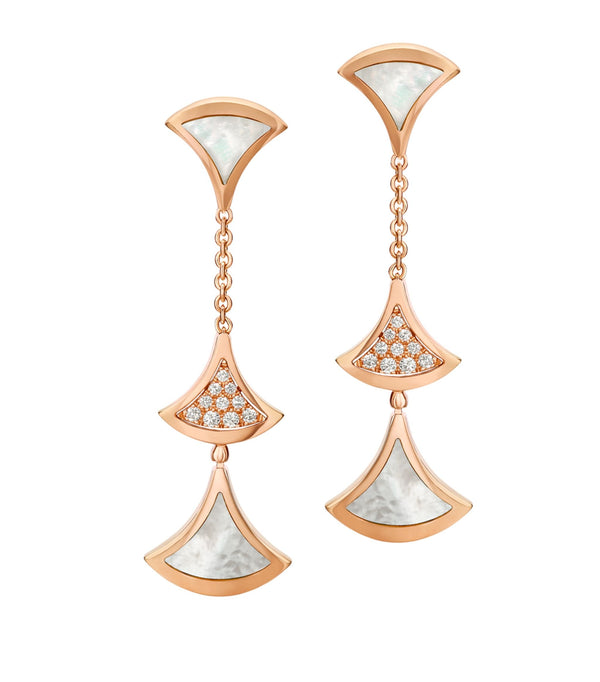 ˇShiny JewelryˇDREAM EARRINGS 3 MOTIFS DIAMOND MOP PINK GOLD