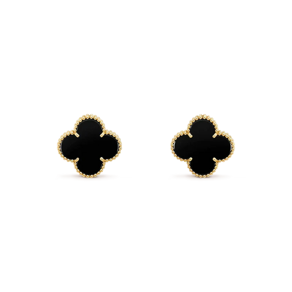 ˇShiny JewelryˇCLOVER MEDIUM 1 MOTIFS  ONYX STUD EARRINGS