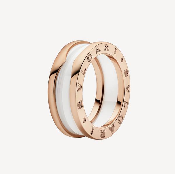 ˇShiny JewelryˇZERO 1 TWO-BAND LOOPS AND WHITE CERAMIC SPIRAL PINK GOLD RING