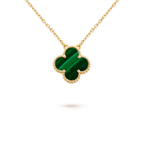 ˇShiny JewelryˇCLOVER 15MM MALACHITE SINGLE FLOWER  NECKLACE
