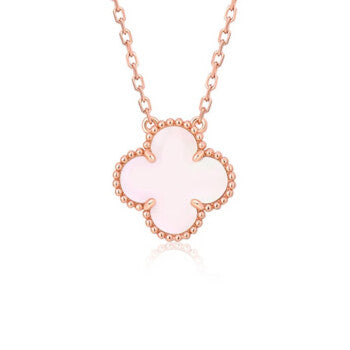 ˇShiny JewelryˇCLOVER 15MM PINK MOTHER-OF-PEARL SINGLE FLOWER NECKLACE