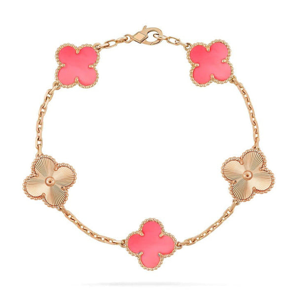 ˇShiny JewelryˇCLOVER BRACELET 5 MOTIF PINK AND ROSE GOLD