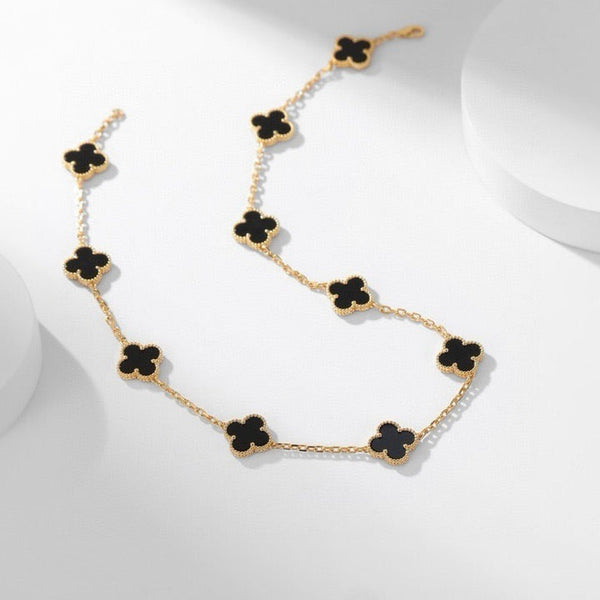 ˇShiny JewelryˇCLOVER 10 MOTIFS ONYX NECKLACE