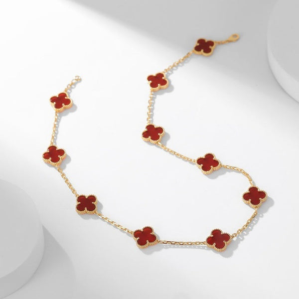 ˇShiny JewelryˇCLOVER 10 MOTIFS CARNELIAN NECKLACE