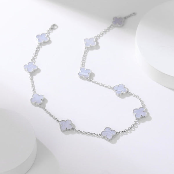 ˇShiny JewelryˇCLOVER 10 MOTIFS PURPLE CHALCEDONY NECKLACE