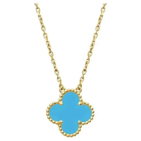 ˇShiny JewelryˇCLOVER 15MM VINTAGE TURQUOISE NECKLACE