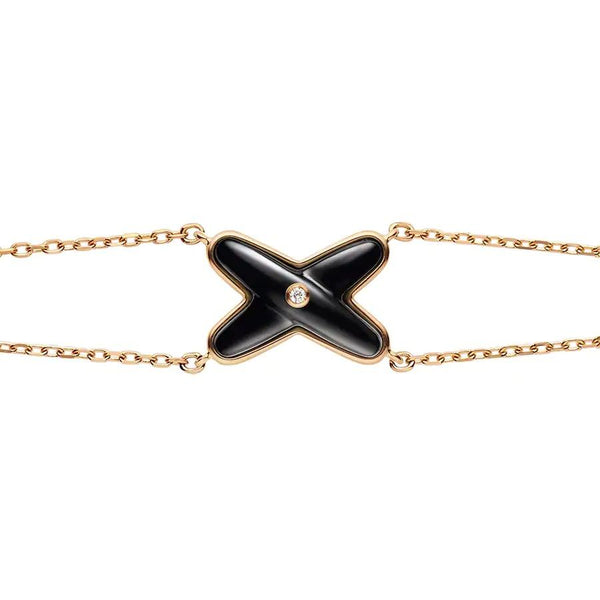 ˇShiny JewelryˇJEUX BRACELET ONYX PINK GOLD 1 DIAMOND
