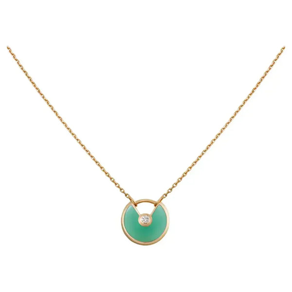 ˇShiny JewelryˇAMULETTE GOLD MALACHITE NECKLACE