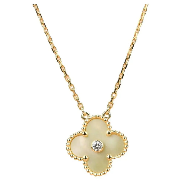 ˇShiny JewelryˇCLOVER 15MM DIAMOND GOLD MOTHER OF PEARL NECKLACE