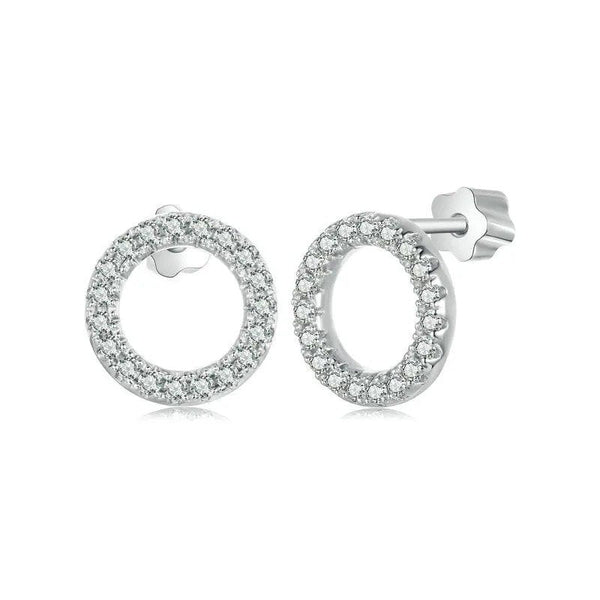 [SHINY]Forever Clear Moissanite Circle Round Stud Earrings