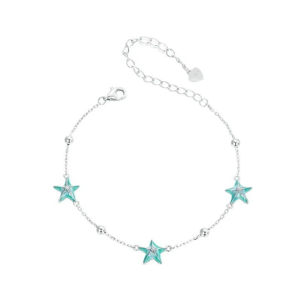 [SHINY]Gradient Blue-green Starfish Link Chain Bracelets