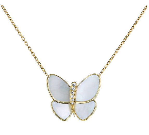 ˇShiny JewelryˇBUTTERFLY GOLD MOP DIAMOND NECKLACE