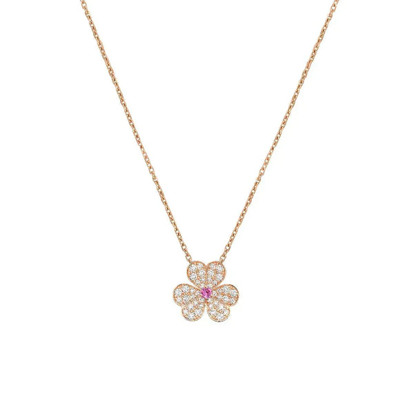 ˇShiny JewelryˇFRIVOLE ROSE GOLD FLOWER DIAMOND NECKLACE