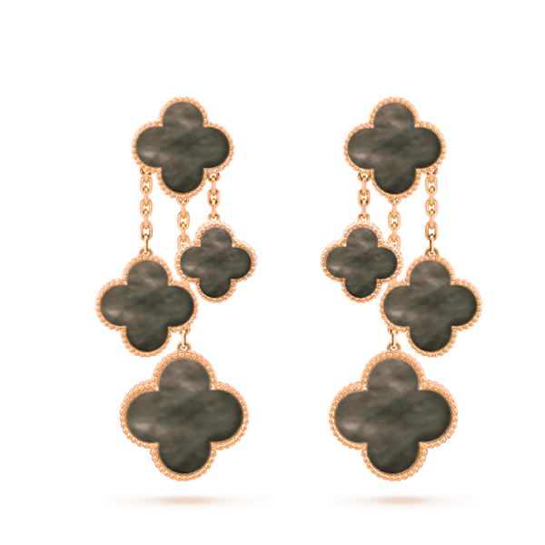 ˇShiny JewelryˇCLOVER EARRINGS DARK MOP 4 MOTIFS ROSE GOLD