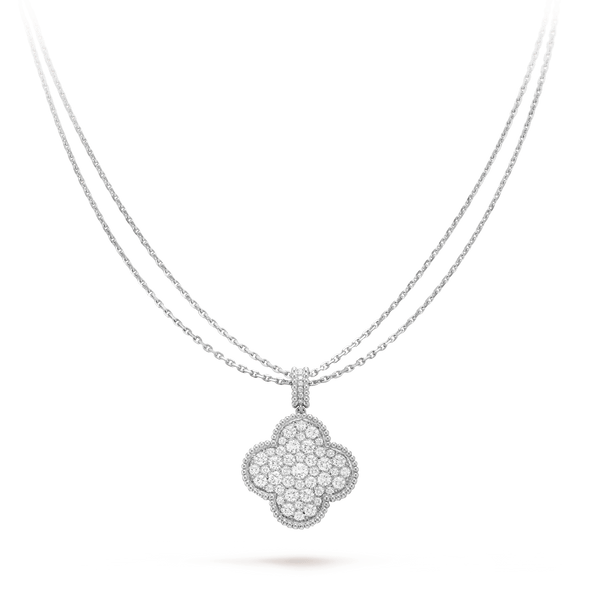 ˇShiny JewelryˇCLOVER 25MM SILVER FULL DIAMOND BIG CLOVER NECKLACE