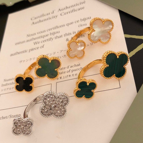ˇShiny JewelryˇCLOVER BETWEEN THE FINGER RING