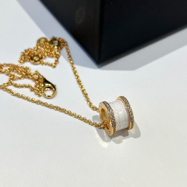 ˇShiny JewelryˇZERO 1 WHITE CERAMIC DIAMOND ROSE GOLD NECKLACE